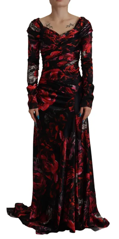 Black Floral Roses A-Line Sheath Gown Dress sold by Lord & Taylor