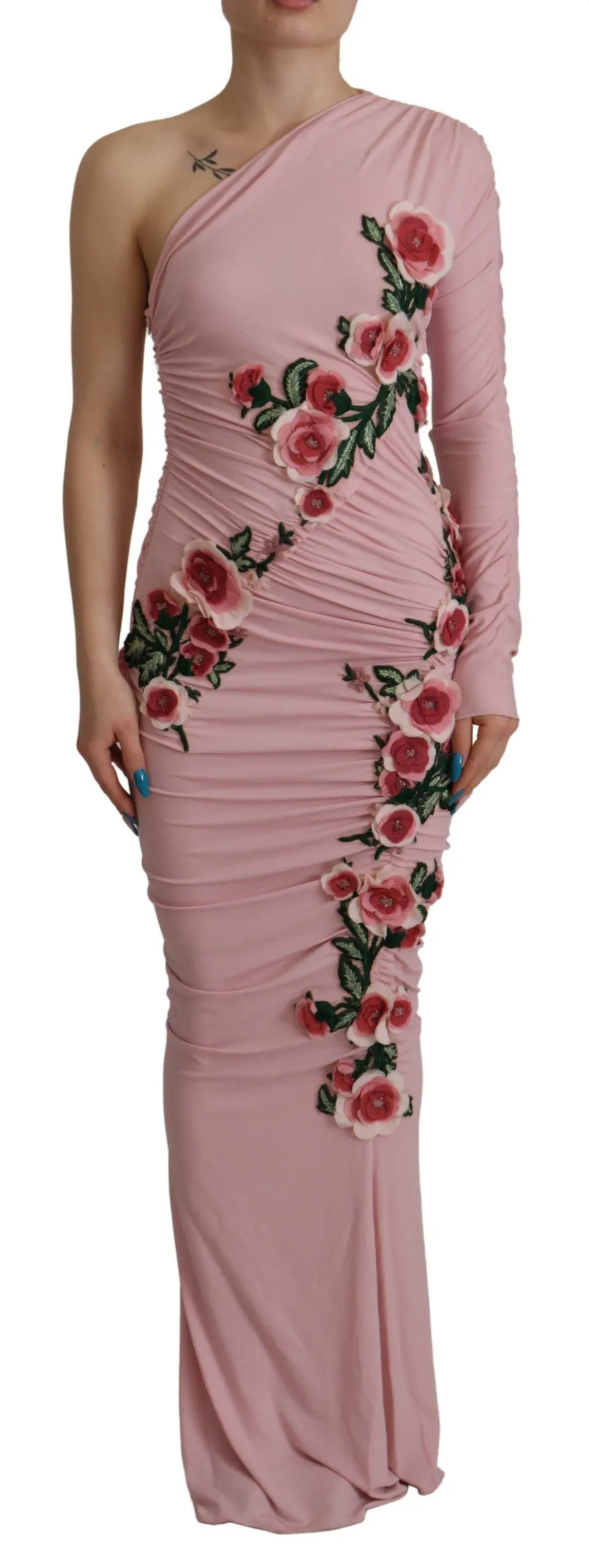 Pink Flower Embellished One Shoulder Dress sold by Lord & Taylor