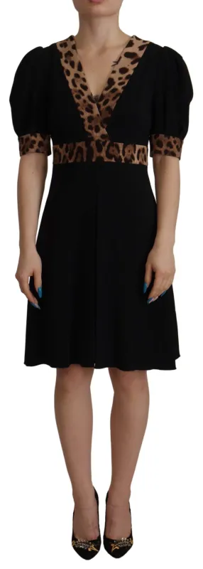 Black Leopard A-line Knee Length Dress sold by Lord & Taylor