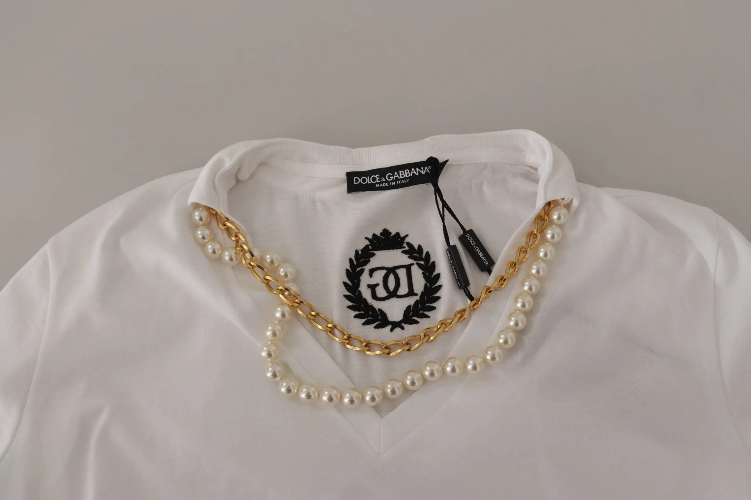 White Necklace Embellished Neckline T-shirt Top sold by Lord & Taylor product image thumbnail 5