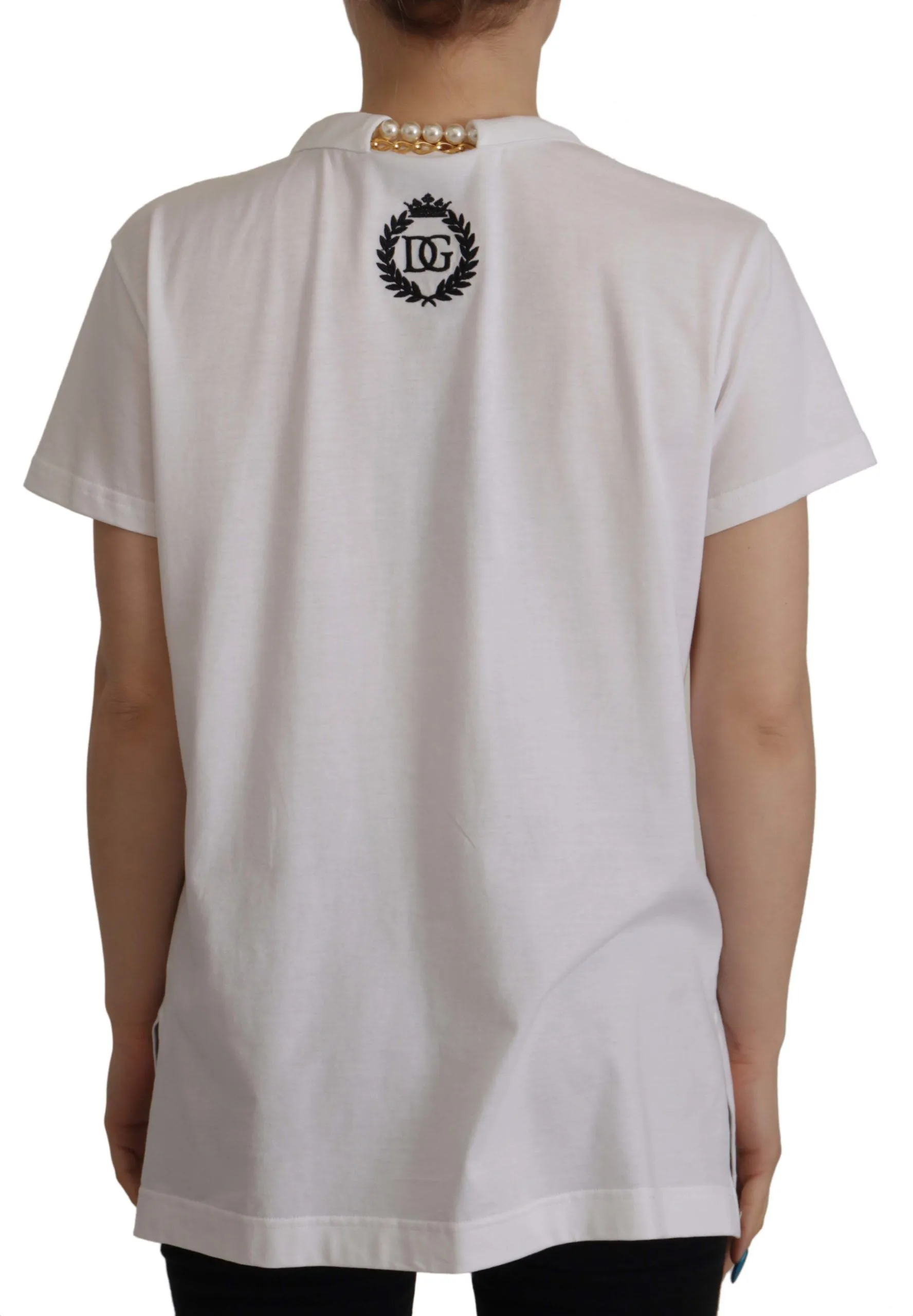White Necklace Embellished Neckline T-shirt Top sold by Lord & Taylor product image thumbnail 2
