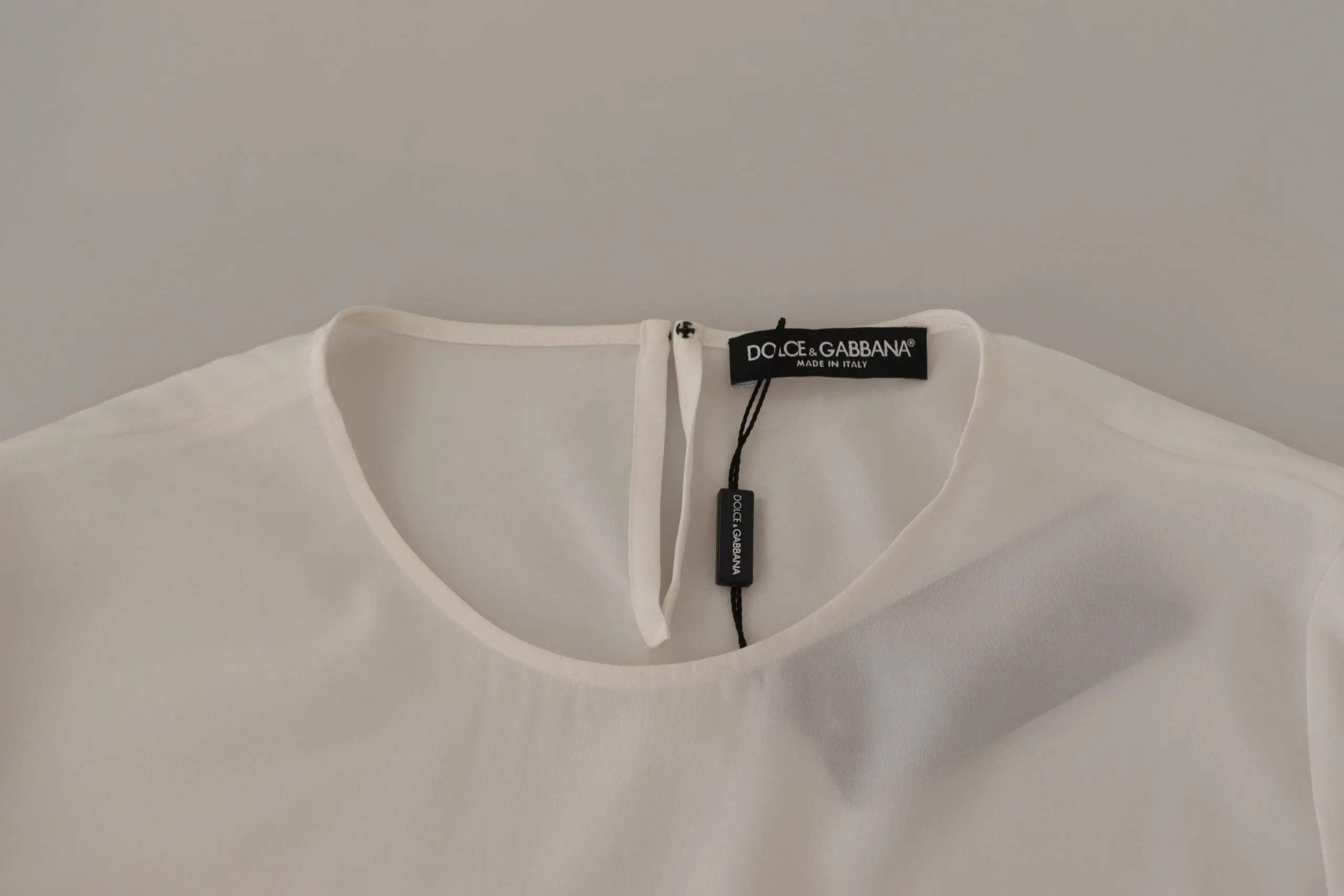 White Silk DG Logo Embroidered Long Sleeves Blouse sold by Lord & Taylor product image thumbnail 5