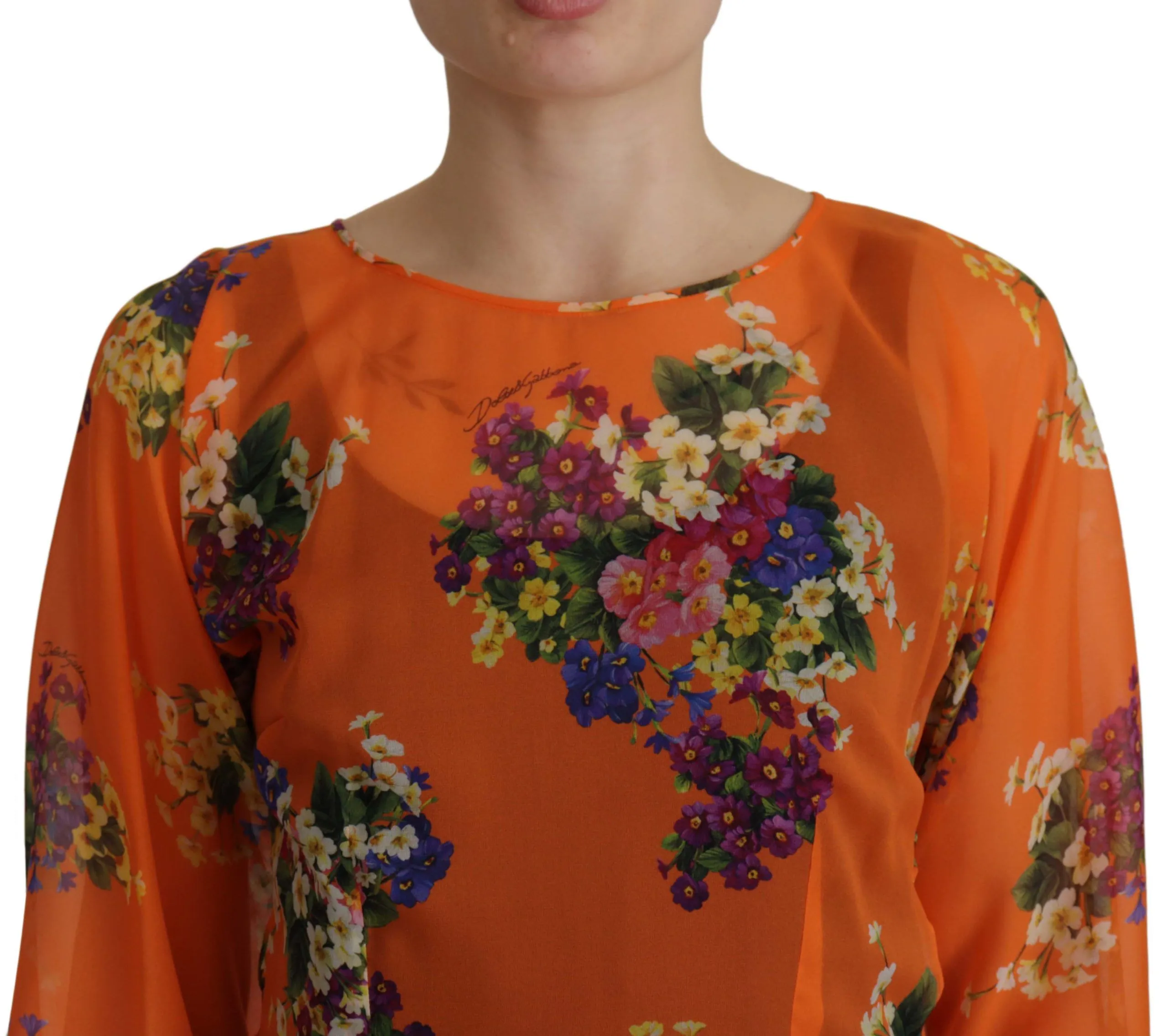 Orange Floral Print Long Sleeve Blouse sold by Lord & Taylor product image thumbnail 3