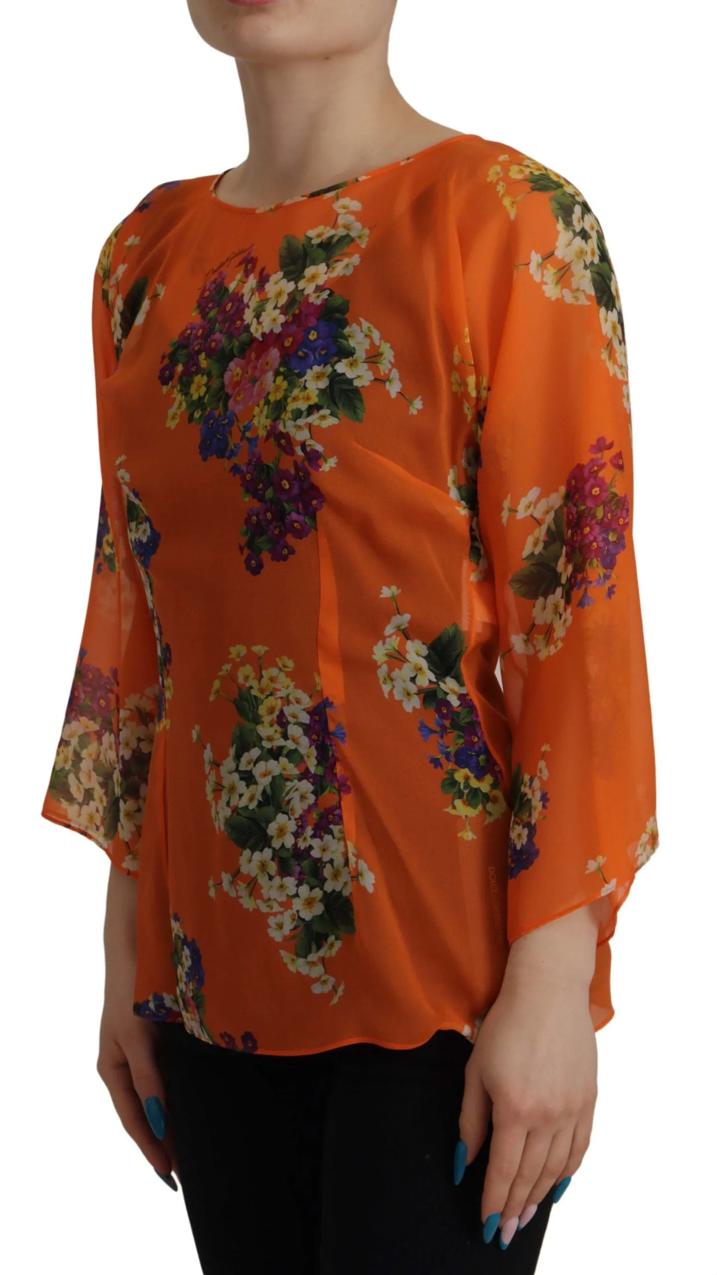 Orange Floral Print Long Sleeve Blouse sold by Lord & Taylor product image thumbnail 4