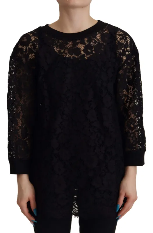 Black Floral Lace Pullover Sicily Blouse sold by Lord & Taylor