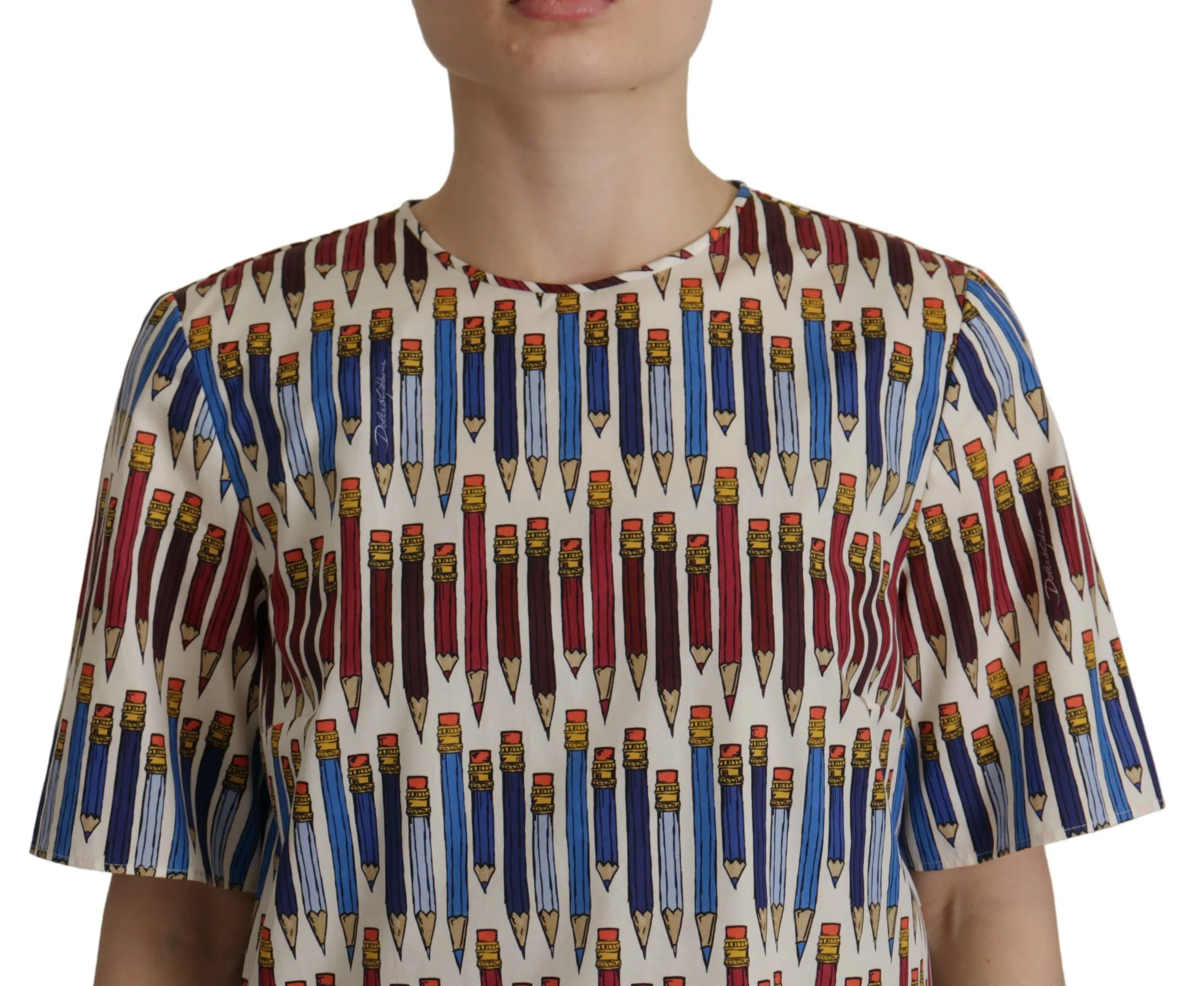 White Pencil Print Cotton T-shirt Blouse sold by Lord & Taylor product image thumbnail 4