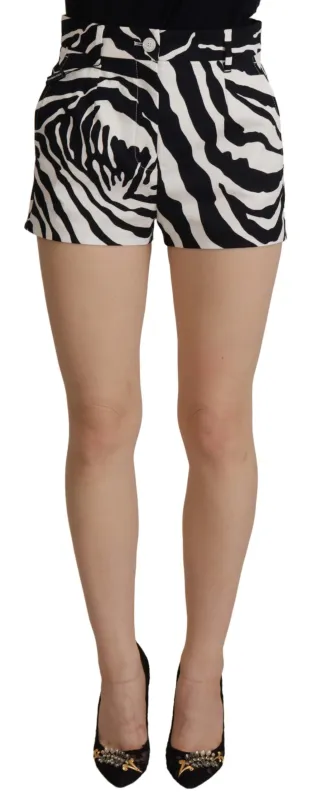 Black White Cotton Stretch Hot Pants Shorts sold by Lord & Taylor