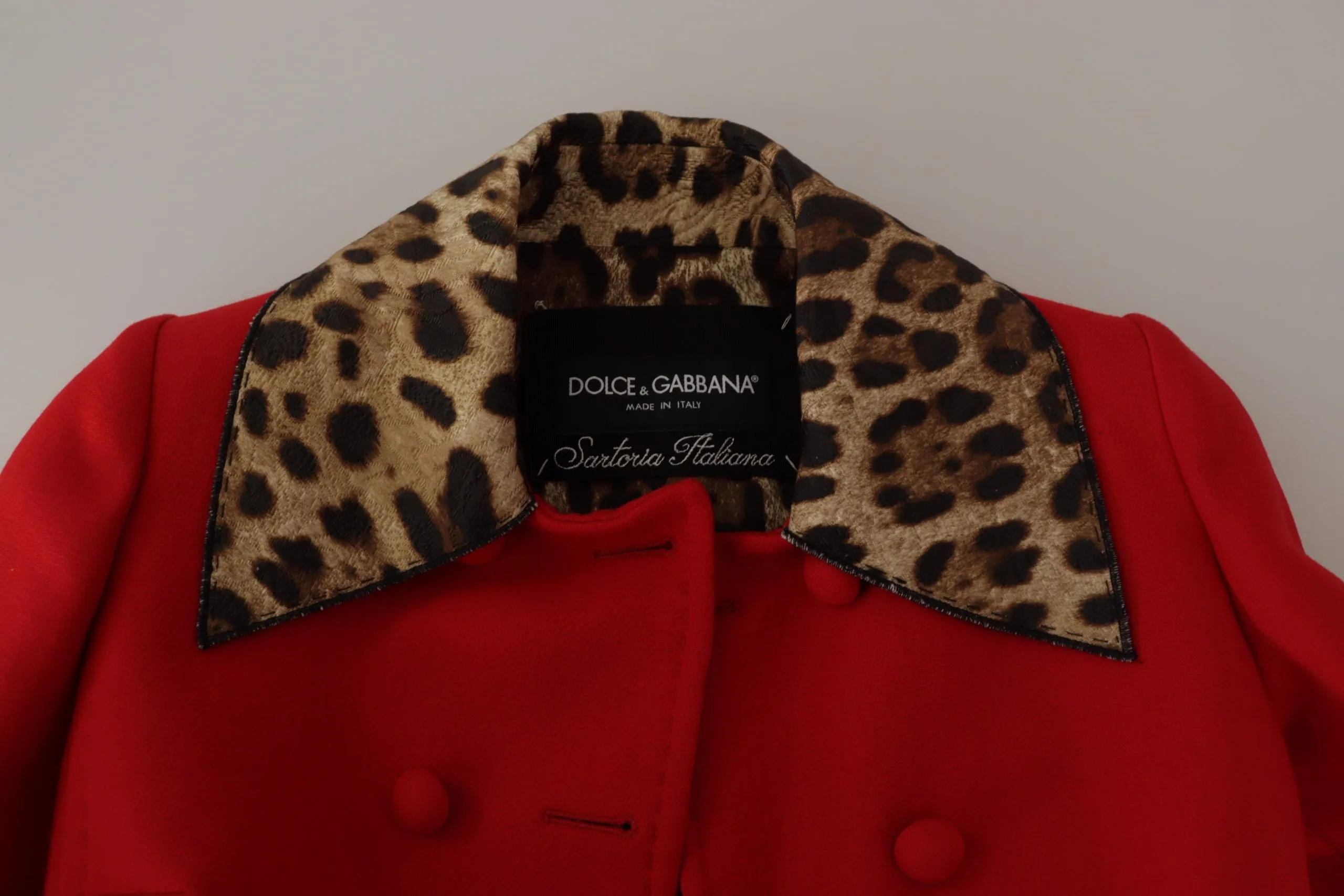 Red Leopard Wool Trenchcoat Jacket sold by Lord & Taylor product image thumbnail 5