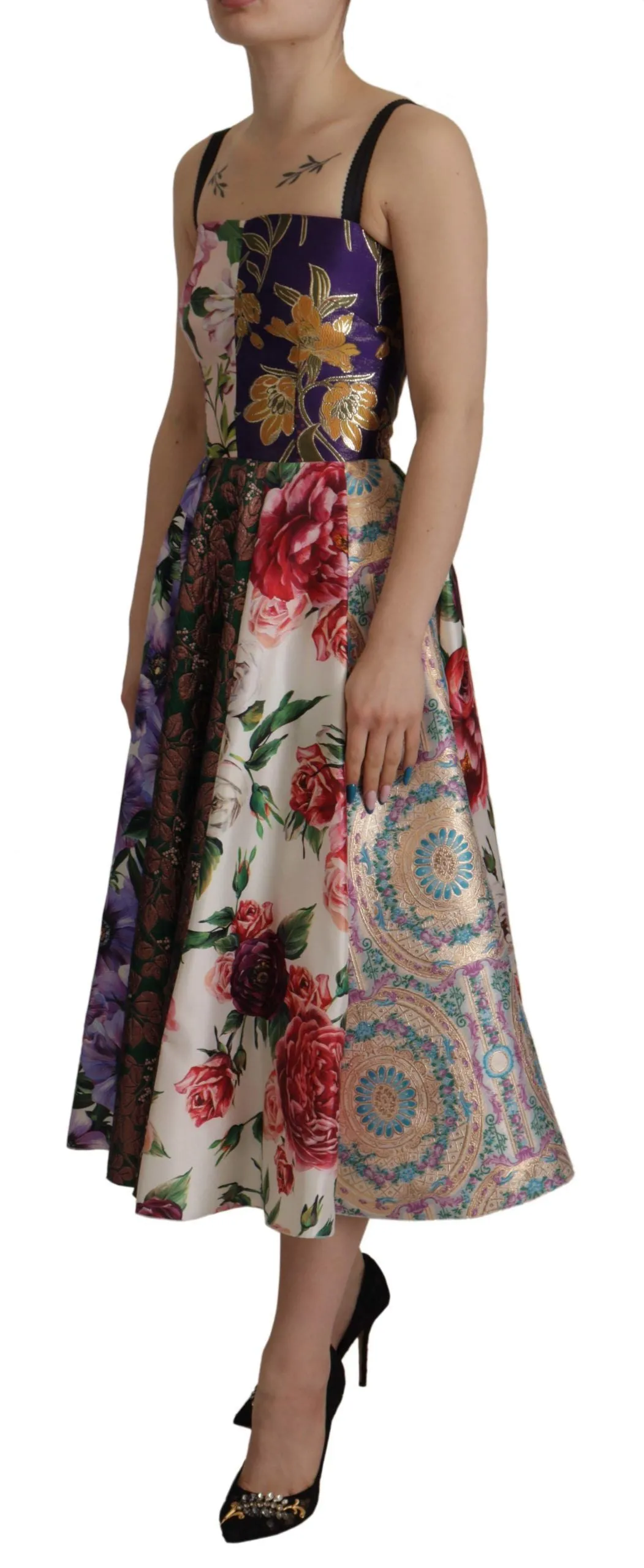 Dress Midi Patchwork Floral Jaquard Silk sold by Lord & Taylor product image thumbnail 3