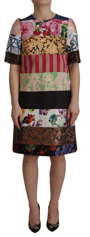 Multicolor Pachwork Floral Sheath Jaquard Mini Gown Dress sold by Lord & Taylor