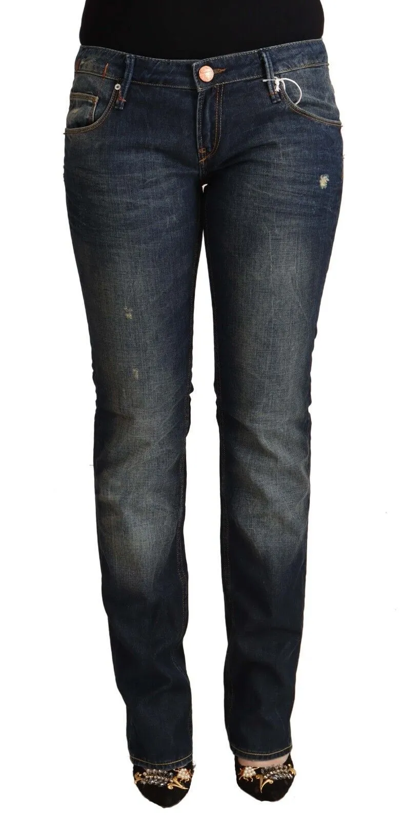 Blue Washed Cotton Low Waist Skinny Denim Jeans sold by Lord & Taylor