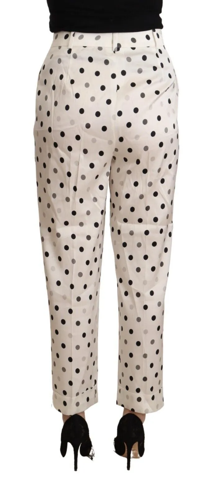 White Polka Dotted High Waist Tapered Pants sold by Lord & Taylor product image thumbnail 3