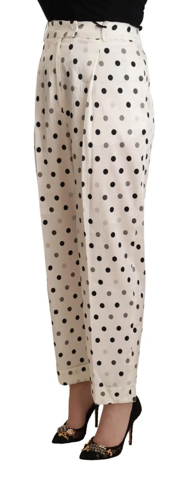 White Polka Dotted High Waist Tapered Pants sold by Lord & Taylor product image thumbnail 2