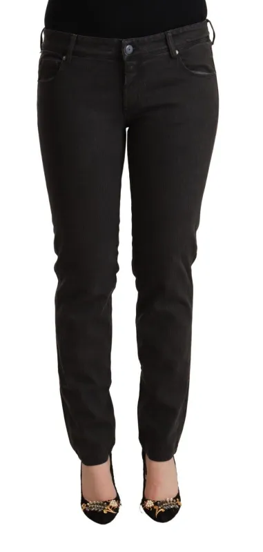 Black Low Waist Skinny Denim Cotton Jeans made by Ermanno Scervino
