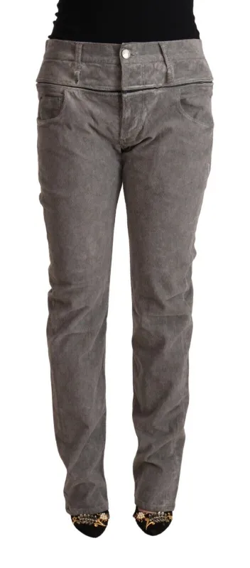Gray Cotton Straight Fit High Waist Pants sold by Lord & Taylor