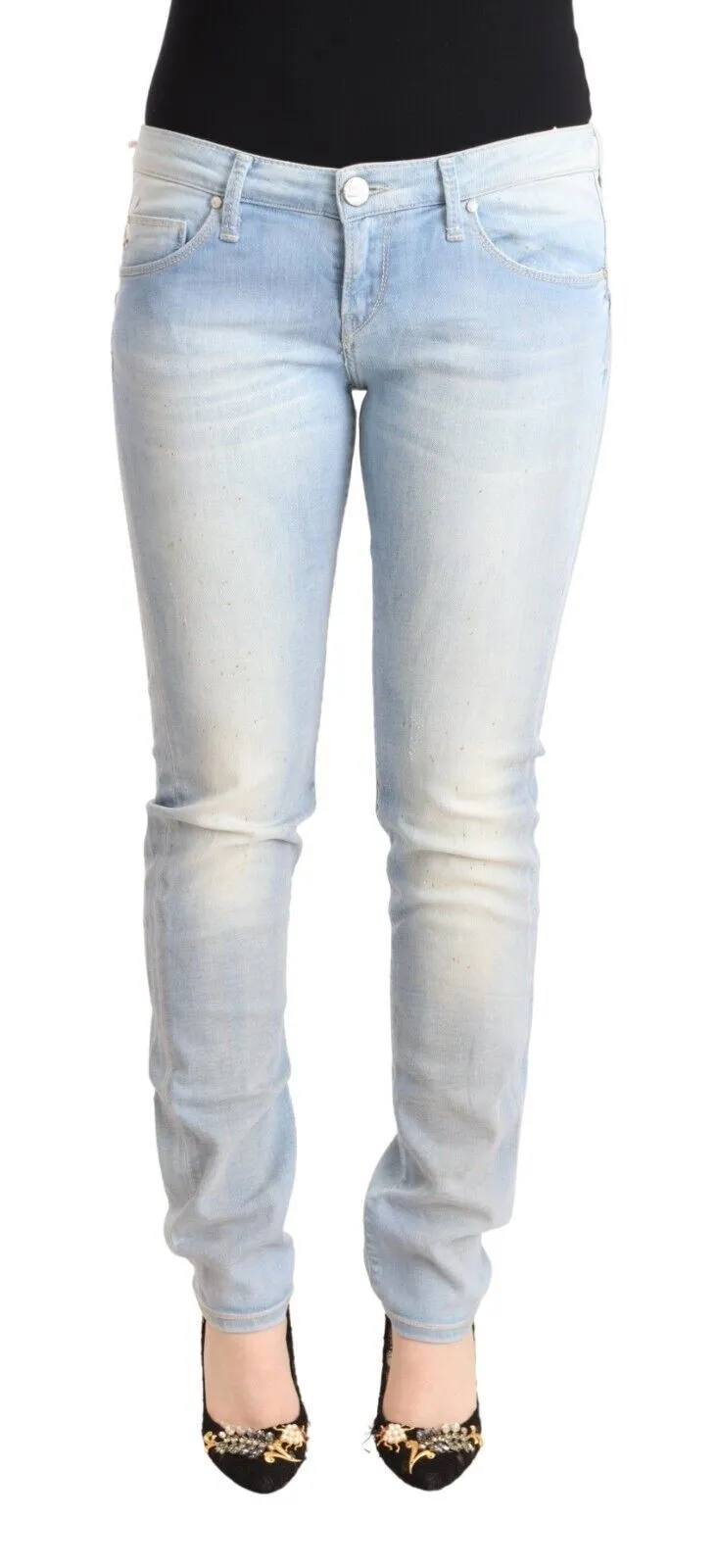 Light Blue Washed Cotton Low Waist Skinny Denim Jeans sold by Lord & Taylor