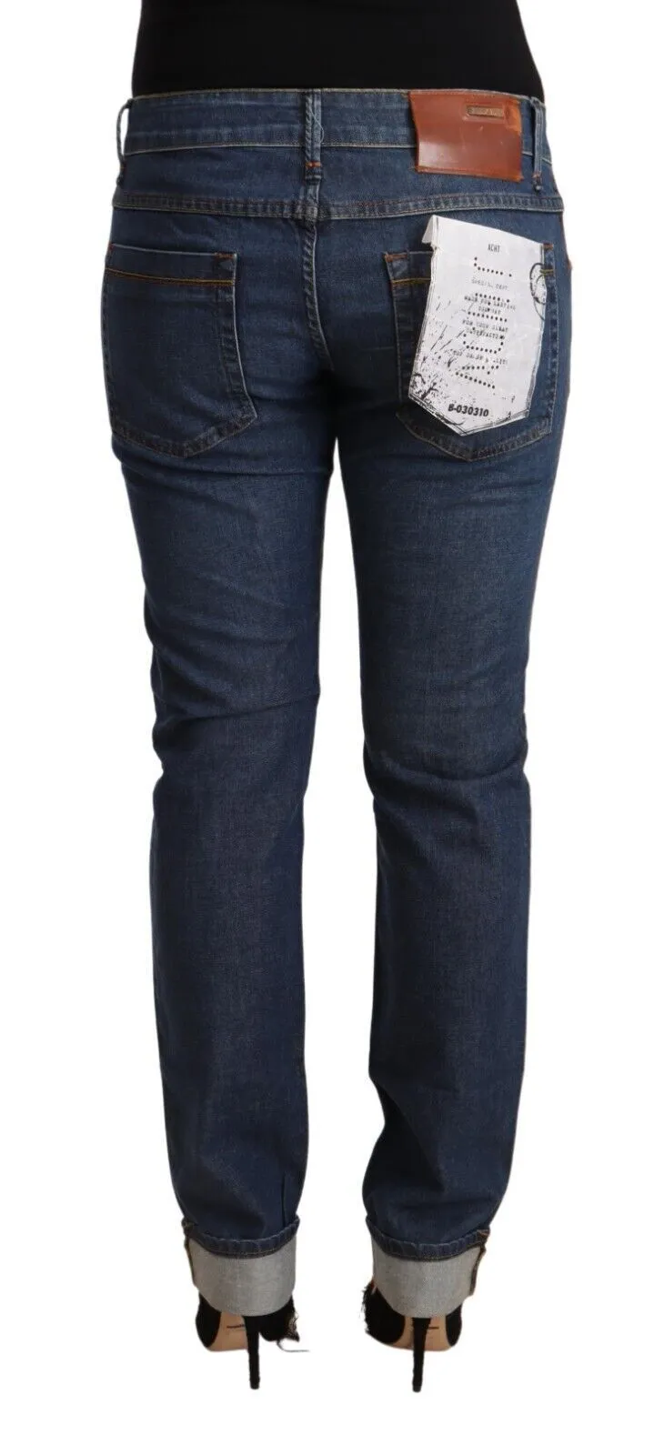 Dark Blue Cotton Slim Fit Folded Hem Denim Jeans sold by Lord & Taylor product image thumbnail 3