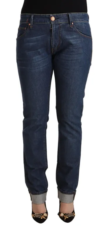 Dark Blue Cotton Slim Fit Folded Hem Denim Jeans sold by Lord & Taylor