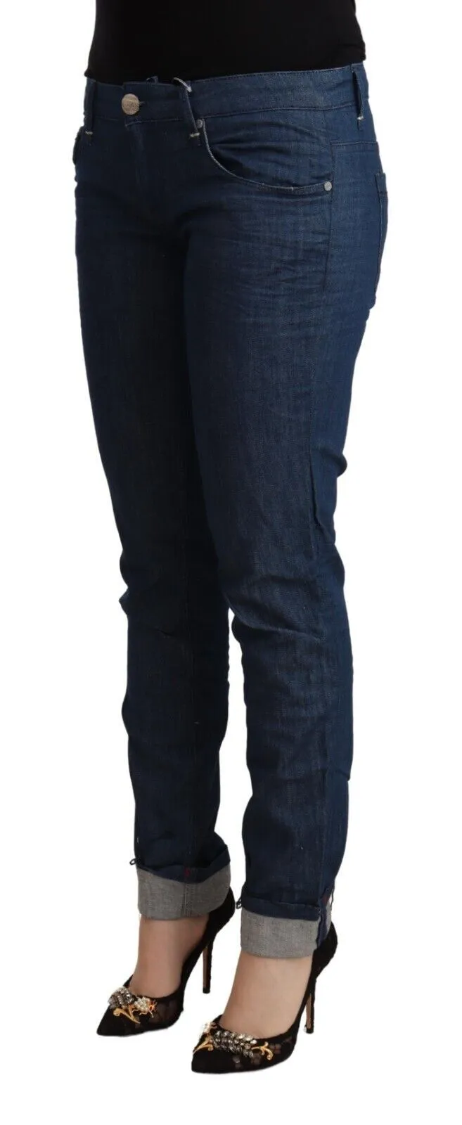 Blue Cotton Low Waist Skinny Denim Folded Hem Jeans sold by Lord & Taylor product image thumbnail 2