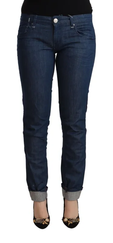 Blue Cotton Low Waist Skinny Denim Folded Hem Jeans sold by Lord & Taylor