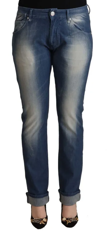 Blue Washed Mid Waist Folded Hem Skinny Jeans sold by Lord & Taylor