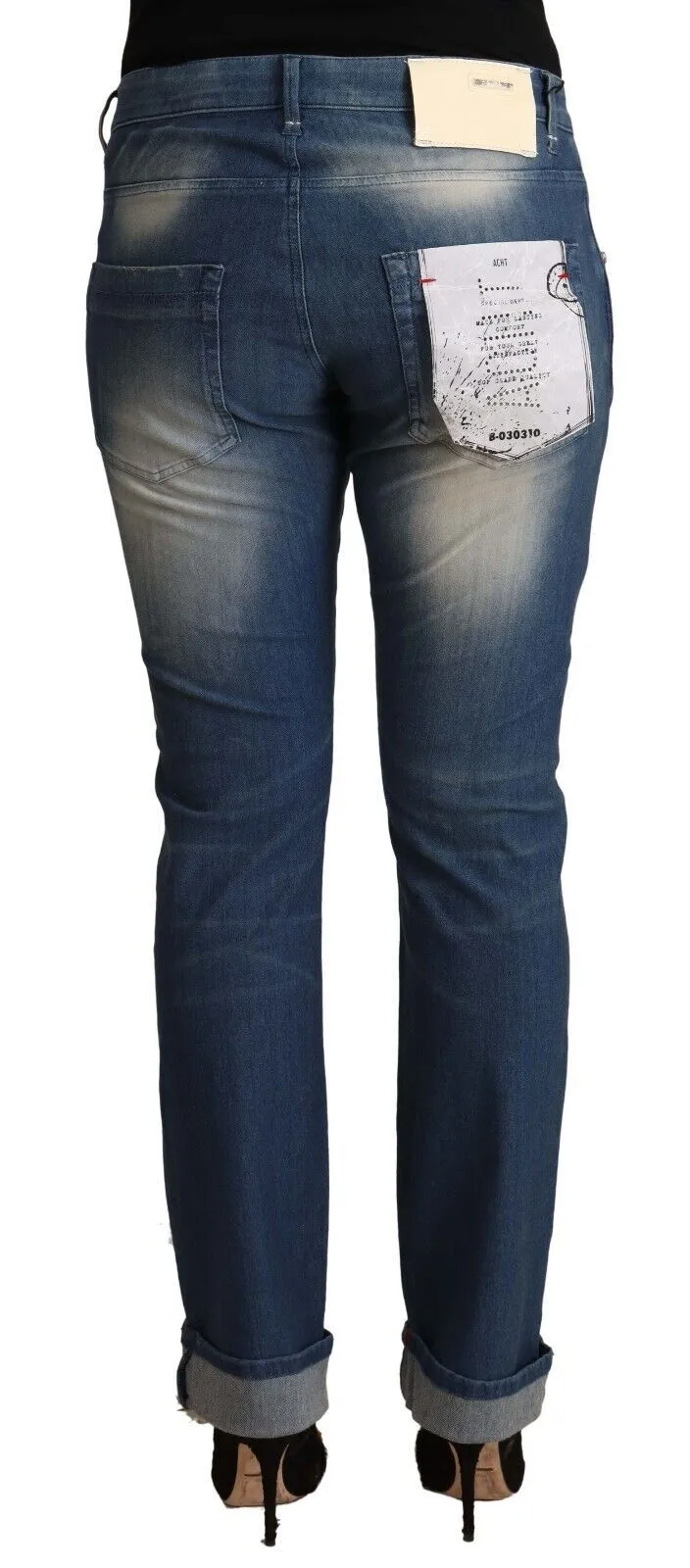 Blue Washed Mid Waist Folded Hem Skinny Jeans sold by Lord & Taylor product image thumbnail 3
