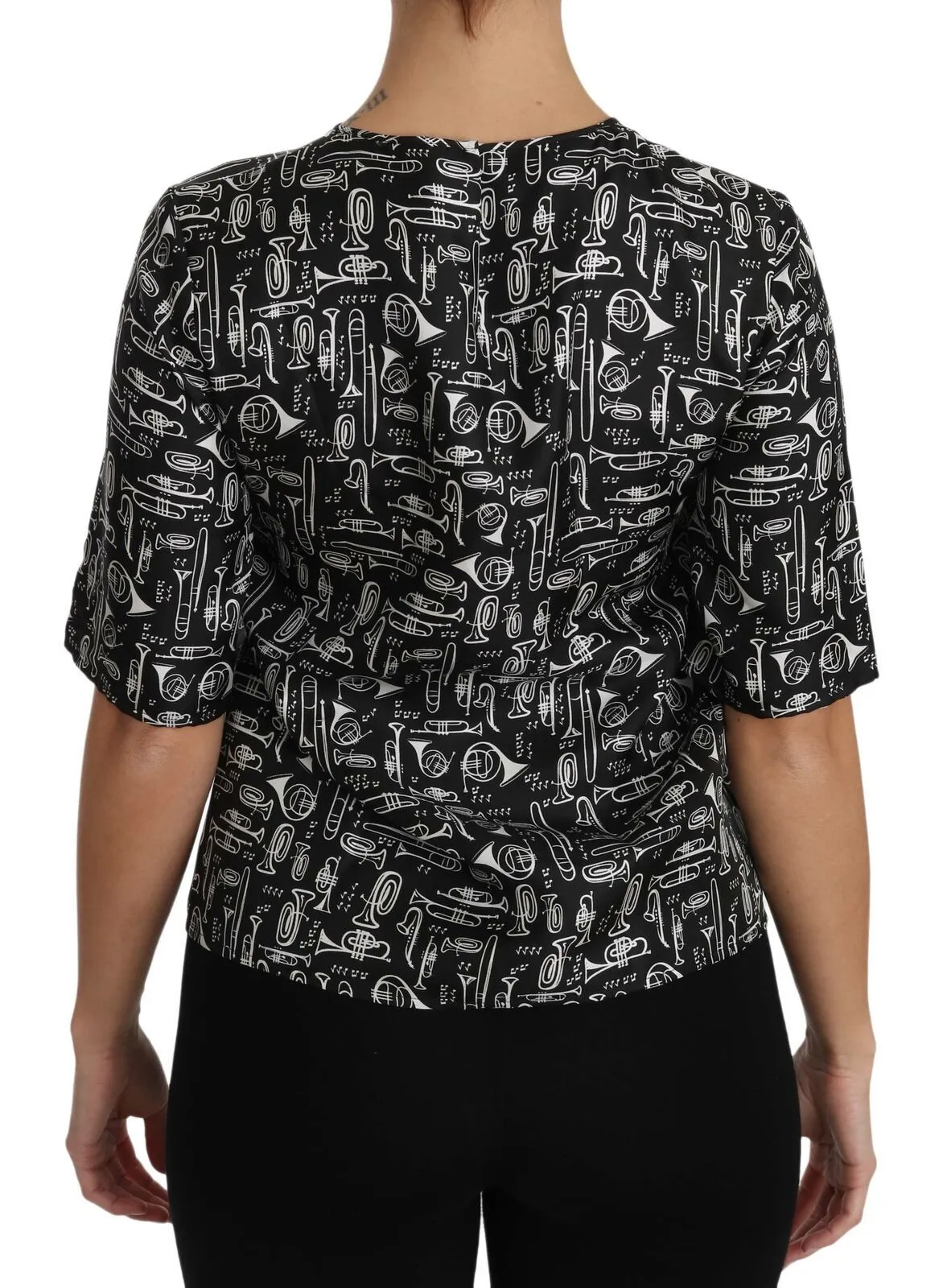 Black Musical Instruments Print Silk Blouse sold by Lord & Taylor product image thumbnail 5