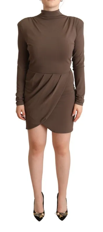 Brown Acetate Long Sleeves Turtle Neck Sheath Dress sold by Lord & Taylor