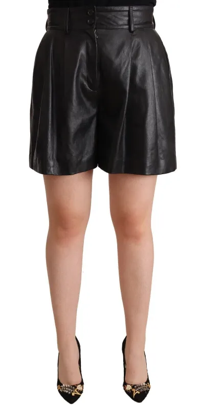 Black Leather High Waist Bermuda Above Knee Shorts sold by Lord & Taylor