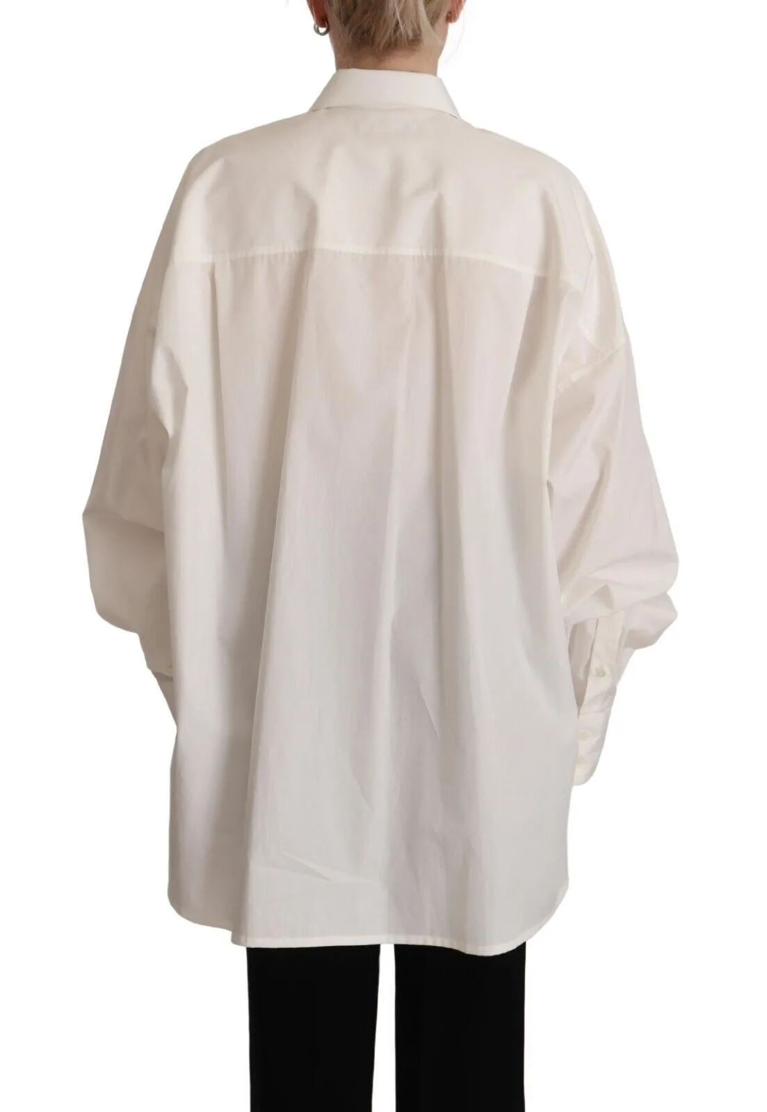 White Cotton Button Up Collared Long Sleeve Top sold by Lord & Taylor product image thumbnail 3