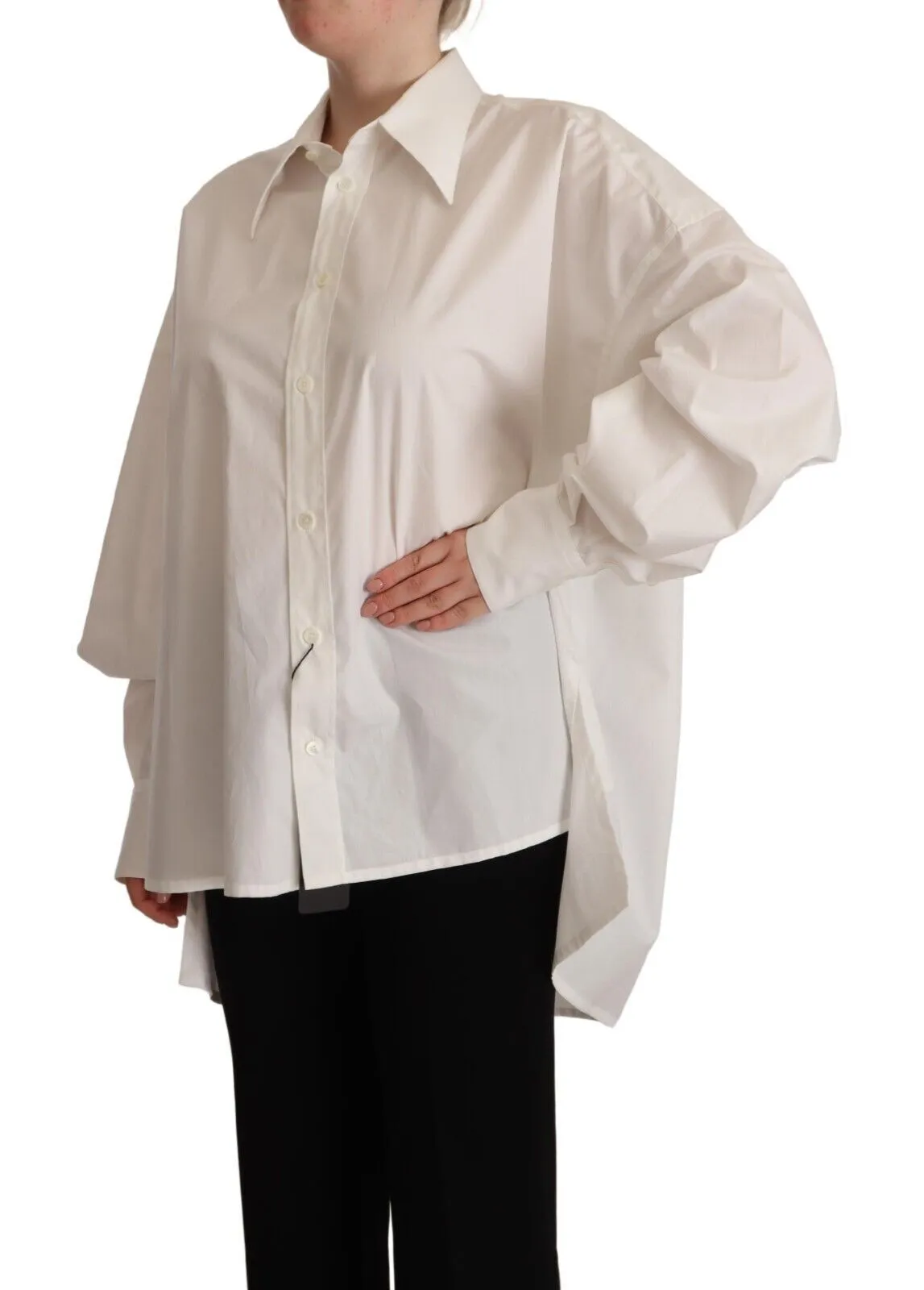 White Cotton Button Up Collared Long Sleeve Top sold by Lord & Taylor product image thumbnail 2
