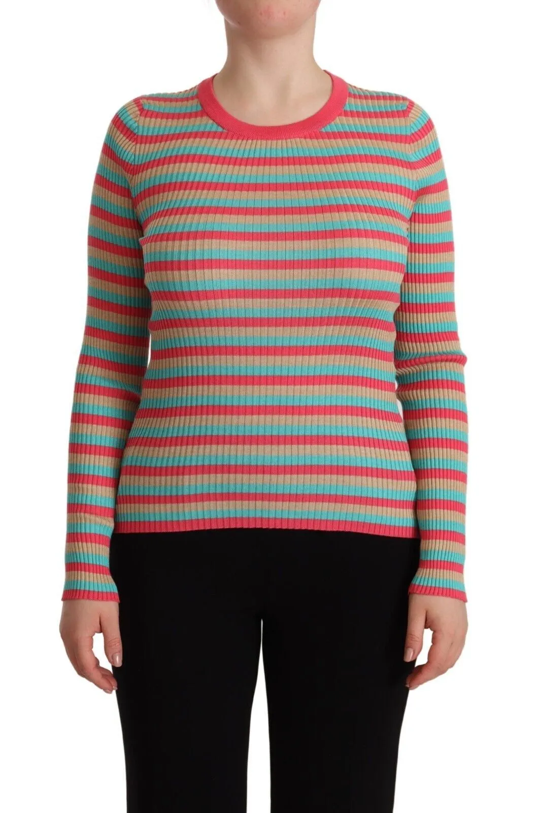 Multicolor Stripes Silk Crew Neck Pullover Top sold by Lord & Taylor