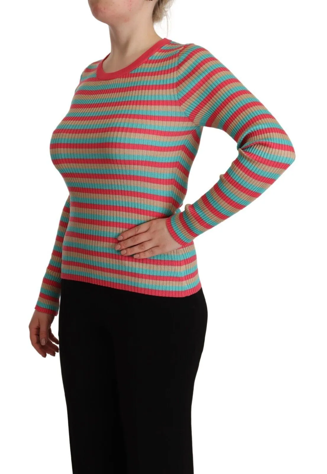Multicolor Stripes Silk Crew Neck Pullover Top sold by Lord & Taylor product image thumbnail 2