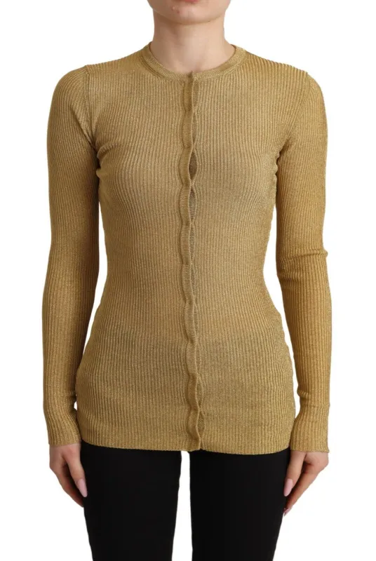 Gold Viscose Blend Buttons Cardigan Sweater sold by Lord & Taylor