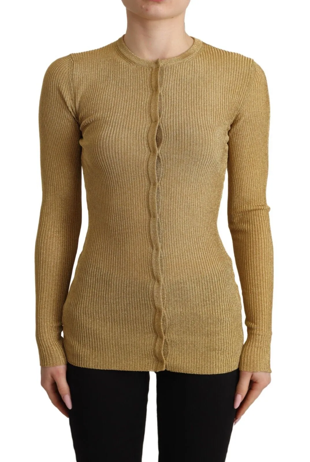 Gold Viscose Blend Buttons Cardigan Sweater sold by Lord & Taylor