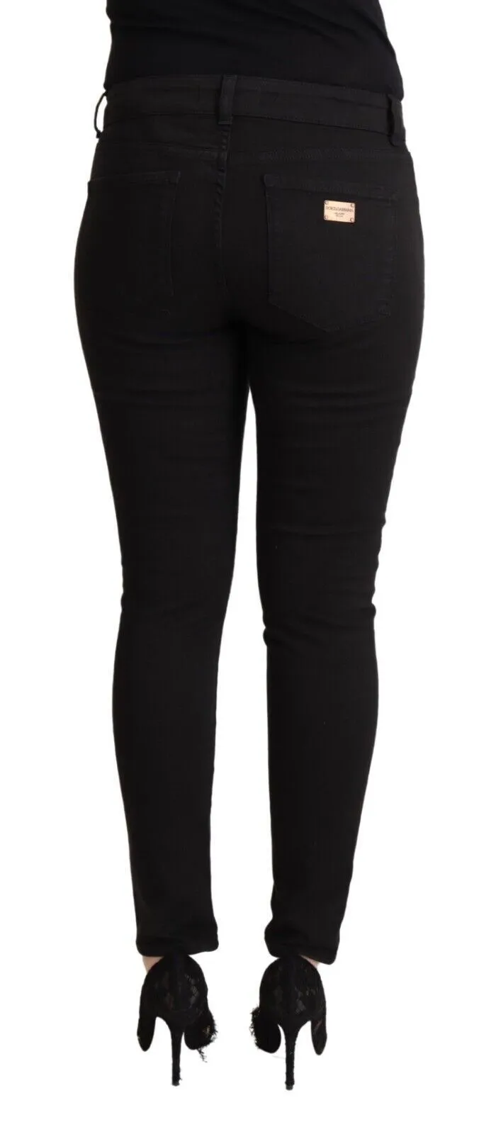 Black Cotton Mid Waist Denim Slim Fit Jeans sold by Lord & Taylor product image thumbnail 3