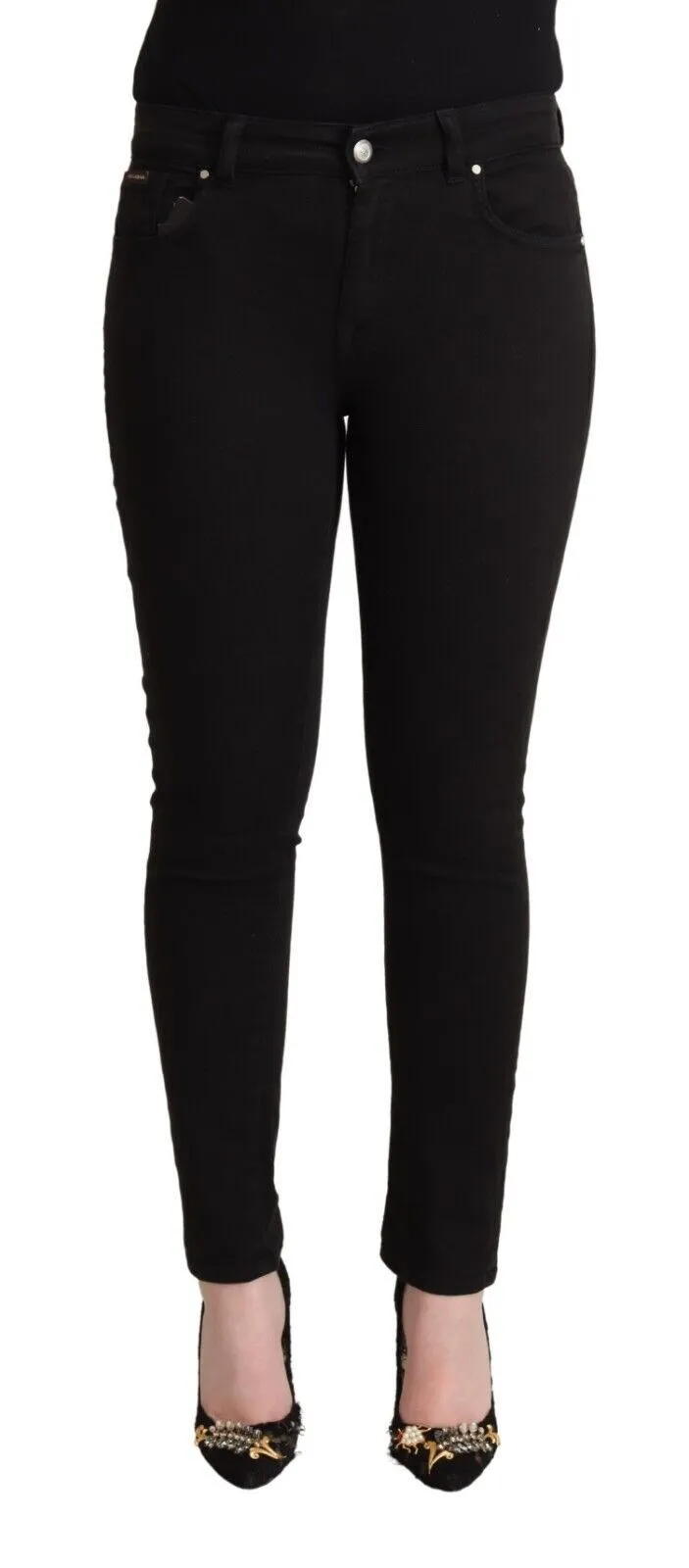 Black Cotton Mid Waist Denim Slim Fit Jeans sold by Lord & Taylor