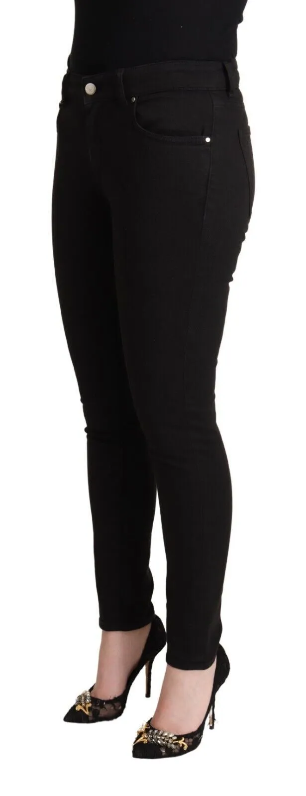 Black Cotton Mid Waist Denim Slim Fit Jeans sold by Lord & Taylor product image thumbnail 2