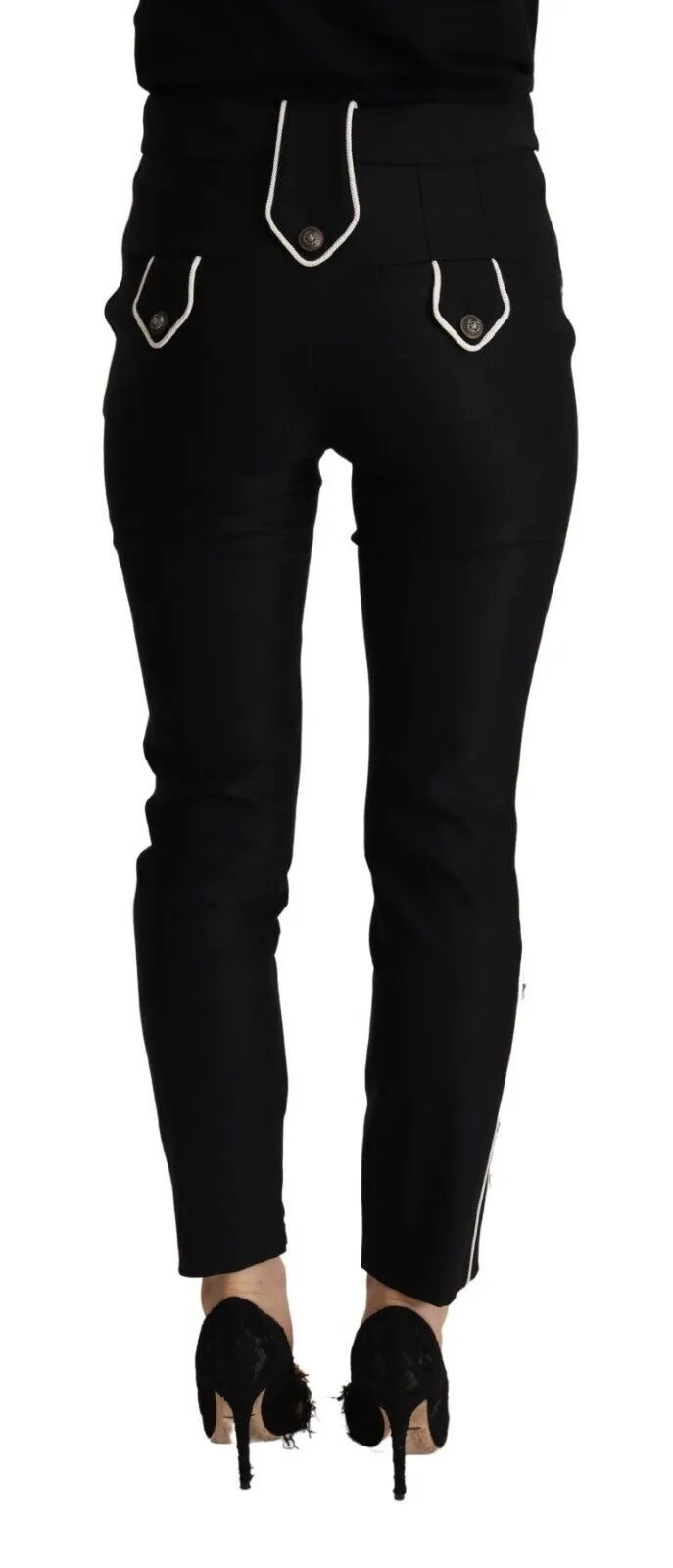 Black Mid Waist Button Embellished Slim Fit Pants sold by Lord & Taylor product image thumbnail 3