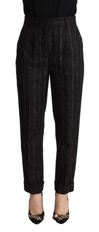 Black Striped High Waist Tapered Pants sold by Lord & Taylor