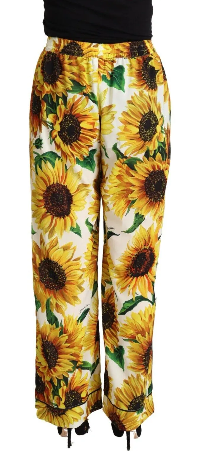 White Sunflower Print Mid Waist Wide Leg Pants sold by Lord & Taylor product image thumbnail 3