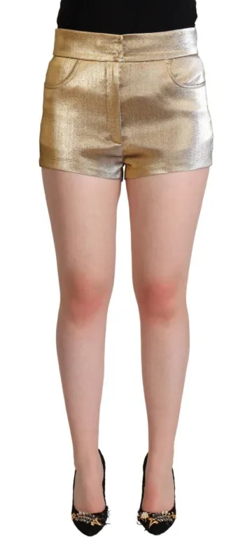 Metallic Gold Cotton Mid Waist Hot Pants Shorts sold by Lord & Taylor