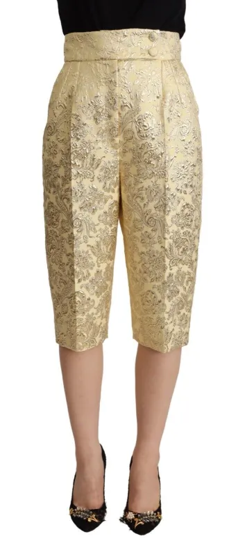 Beige Floral Brocade High Waist Trouser Cropped Pants sold by Lord & Taylor