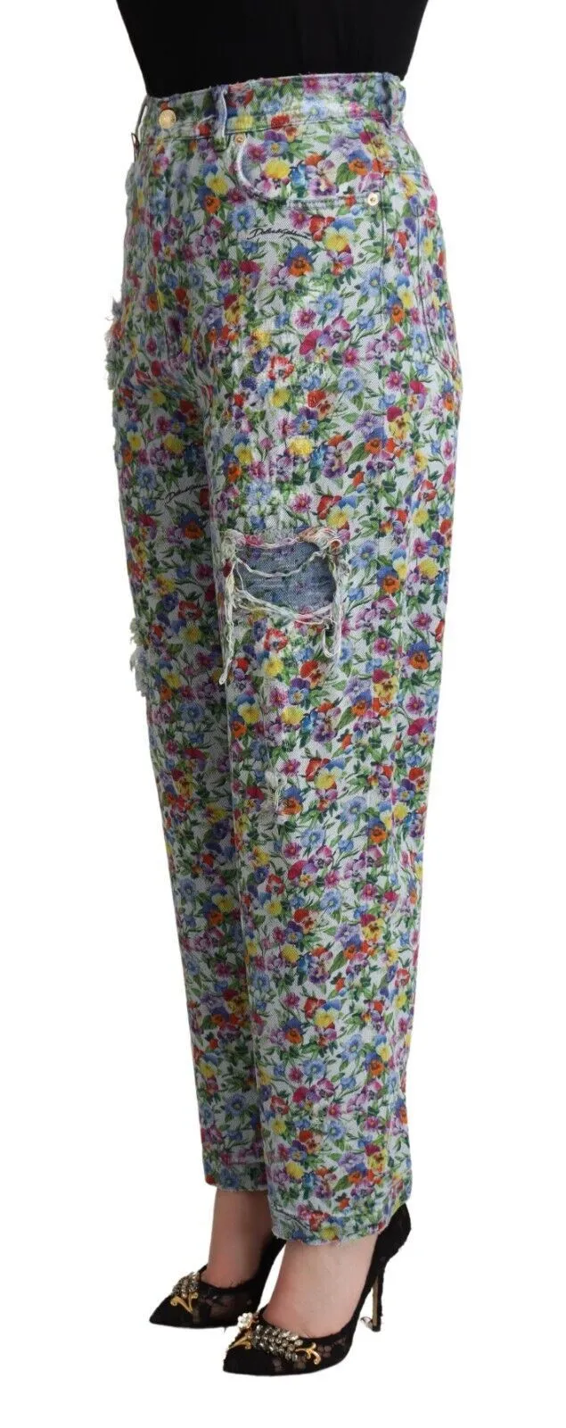 Blue Floral Print High Waist Denim Tapered Jeans sold by Lord & Taylor product image thumbnail 2