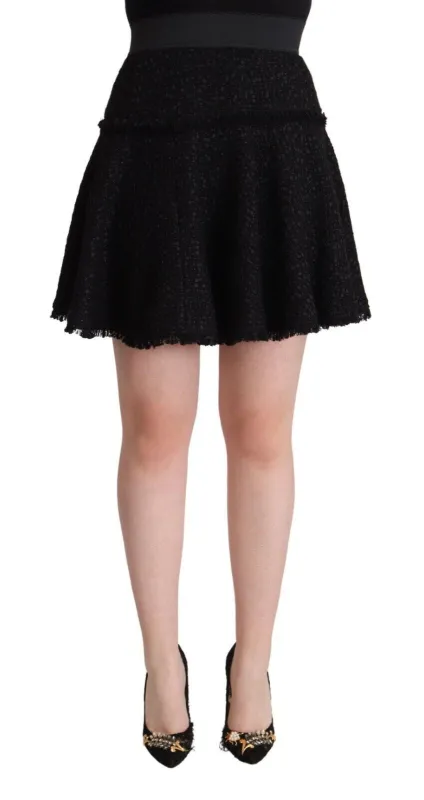 Black Knitted Nylon High Waist Mini A-line Skirt sold by Lord & Taylor