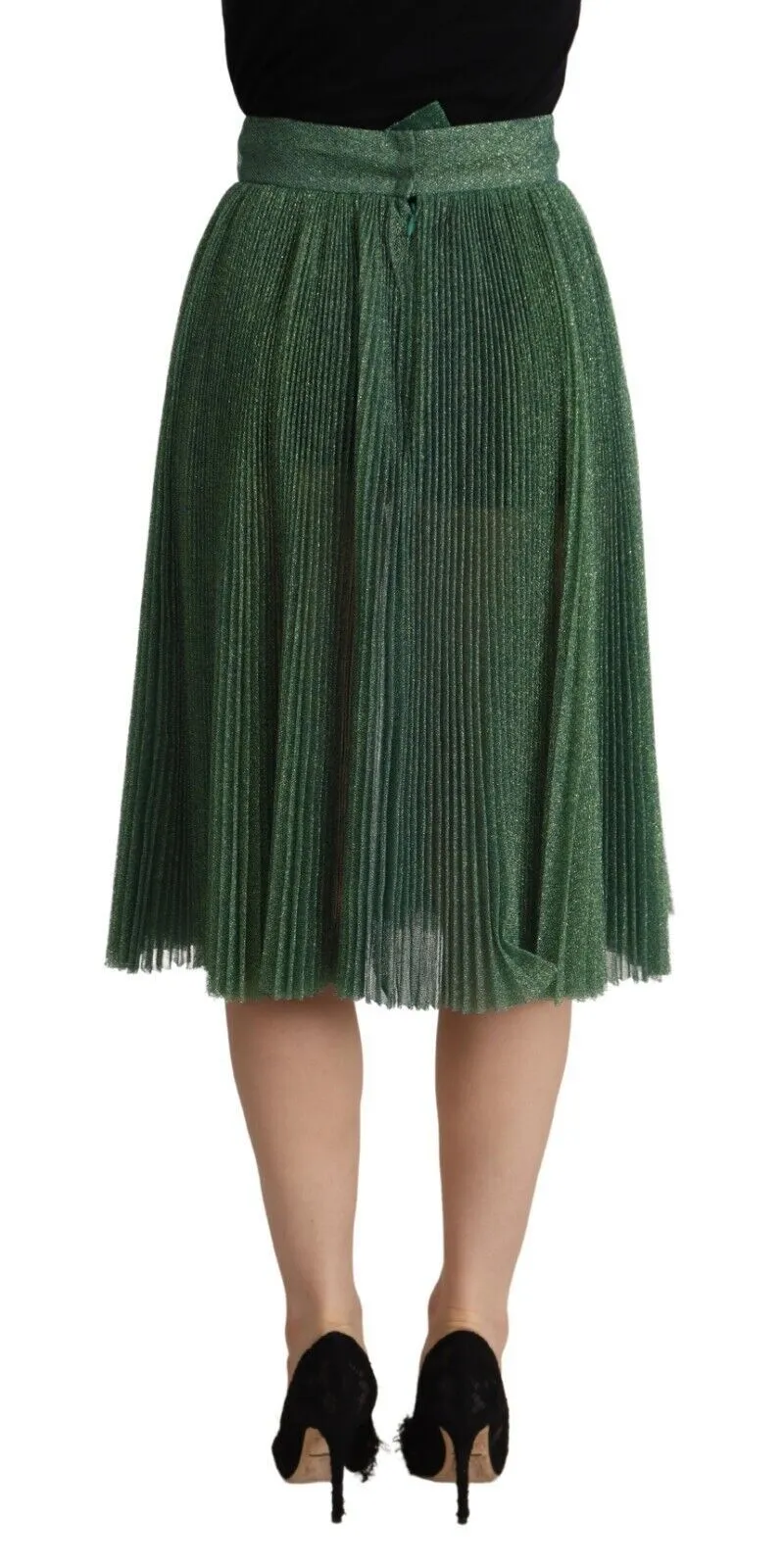 Metallic Green High Waist A-line Pleated Skirt sold by Lord & Taylor product image thumbnail 3