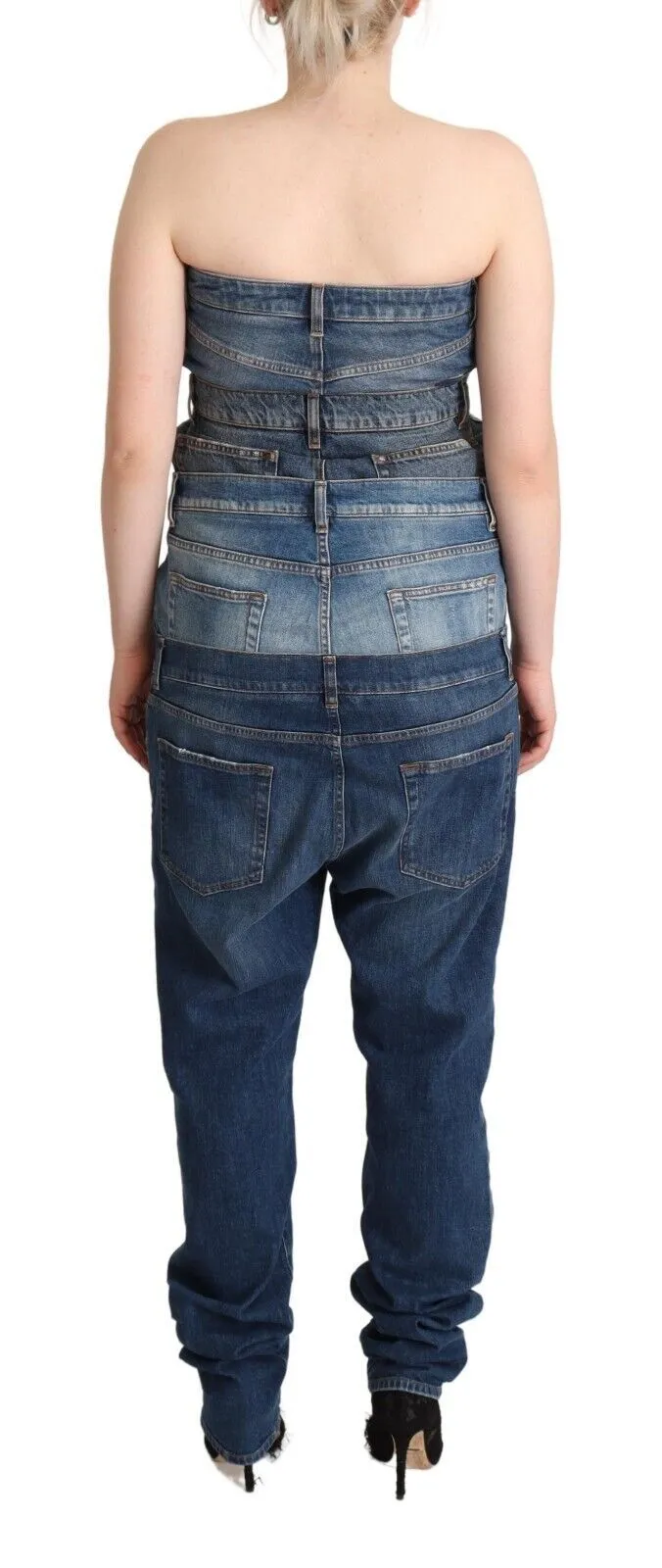 Dark Blue Cotton Strapless Denim Jumpsuit Dress sold by Lord & Taylor product image thumbnail 3