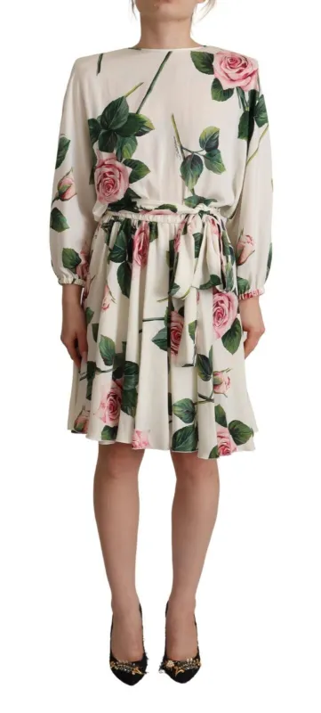 White Rose Print Long Sleeves A-line Dress sold by Lord & Taylor