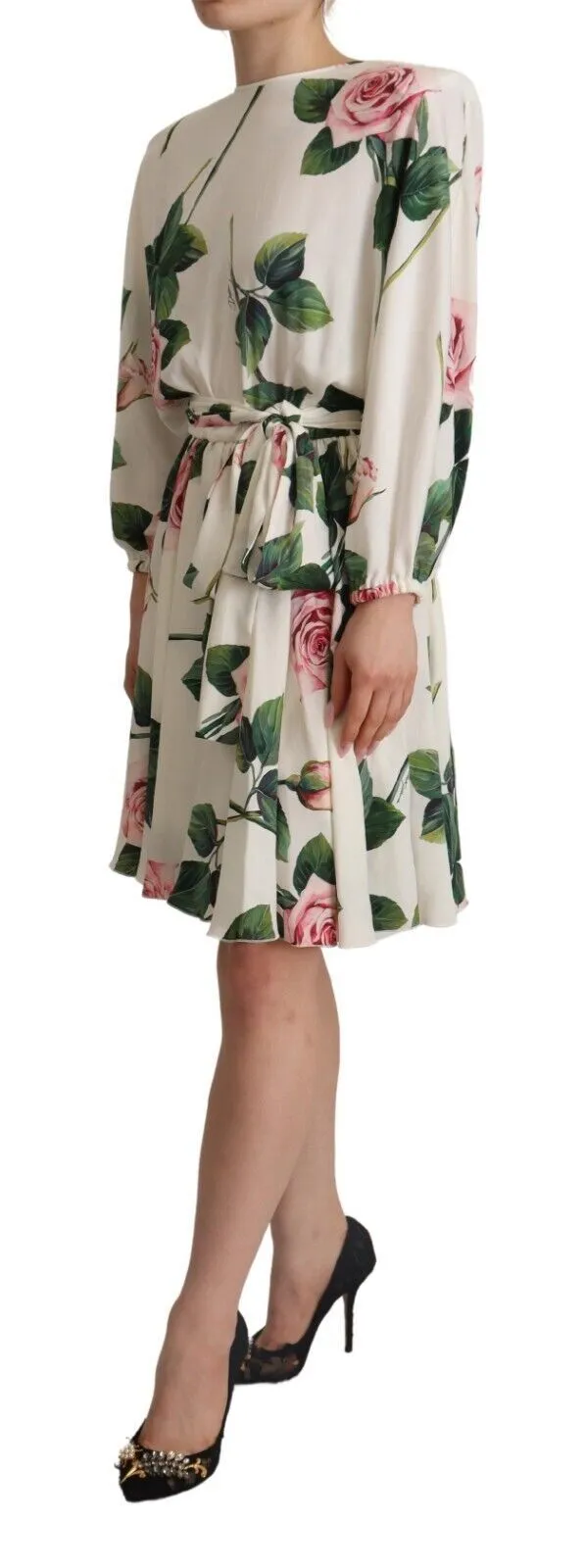 White Rose Print Long Sleeves A-line Dress sold by Lord & Taylor product image thumbnail 2