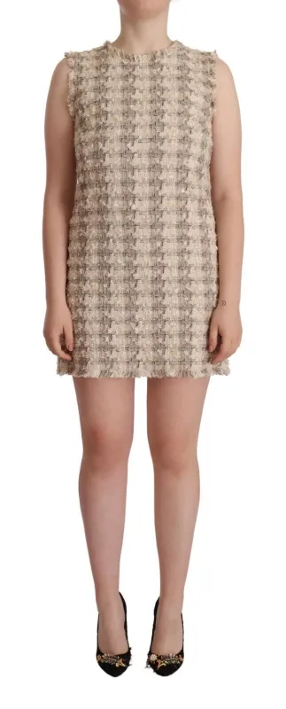 Beige Checkered Sleeveless Mini Shift Dress sold by Lord & Taylor